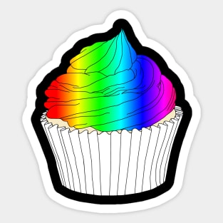 Colorful Rainbow Cupcake Sticker